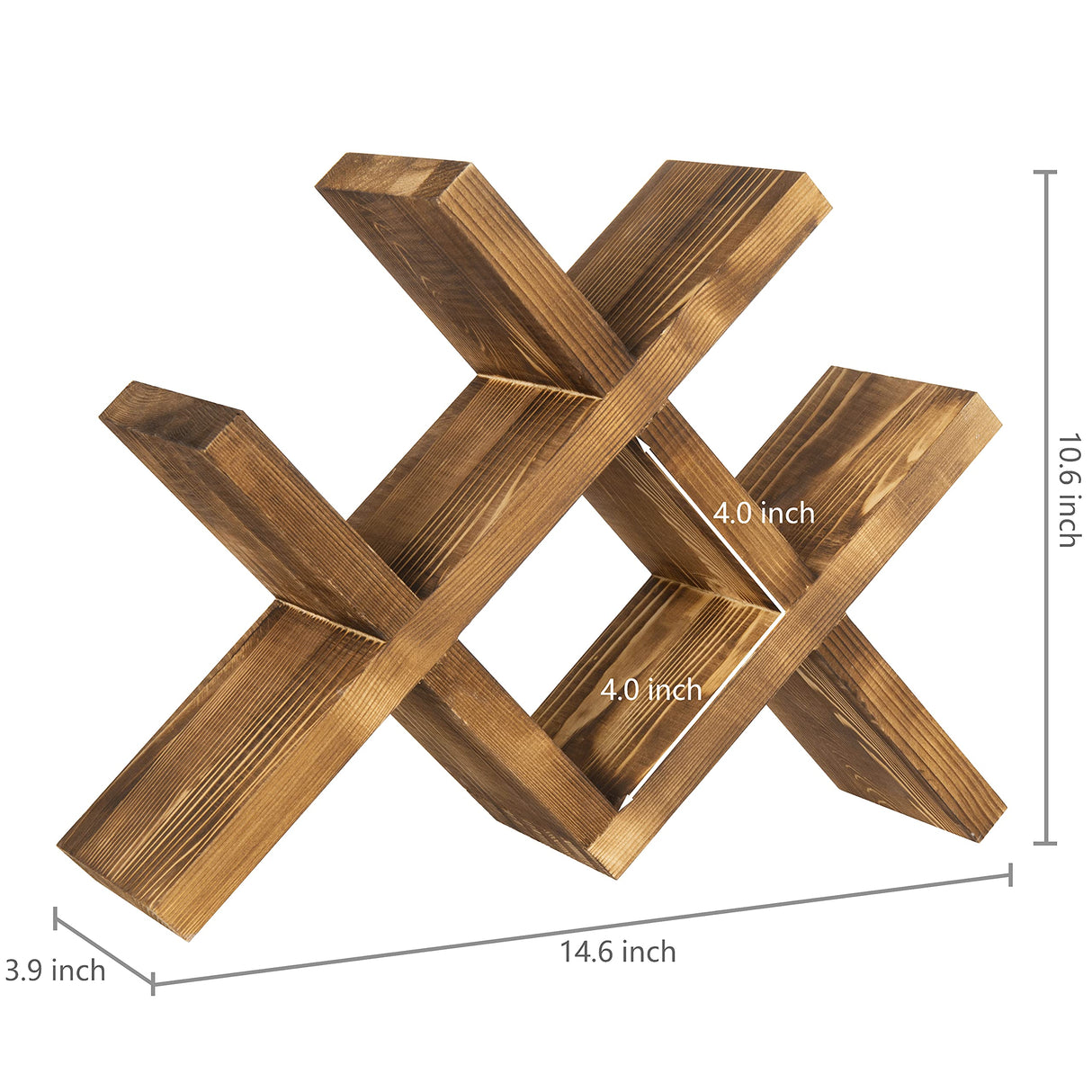 4-Bottle Countertop Rustic Brown Wood Wine Rack