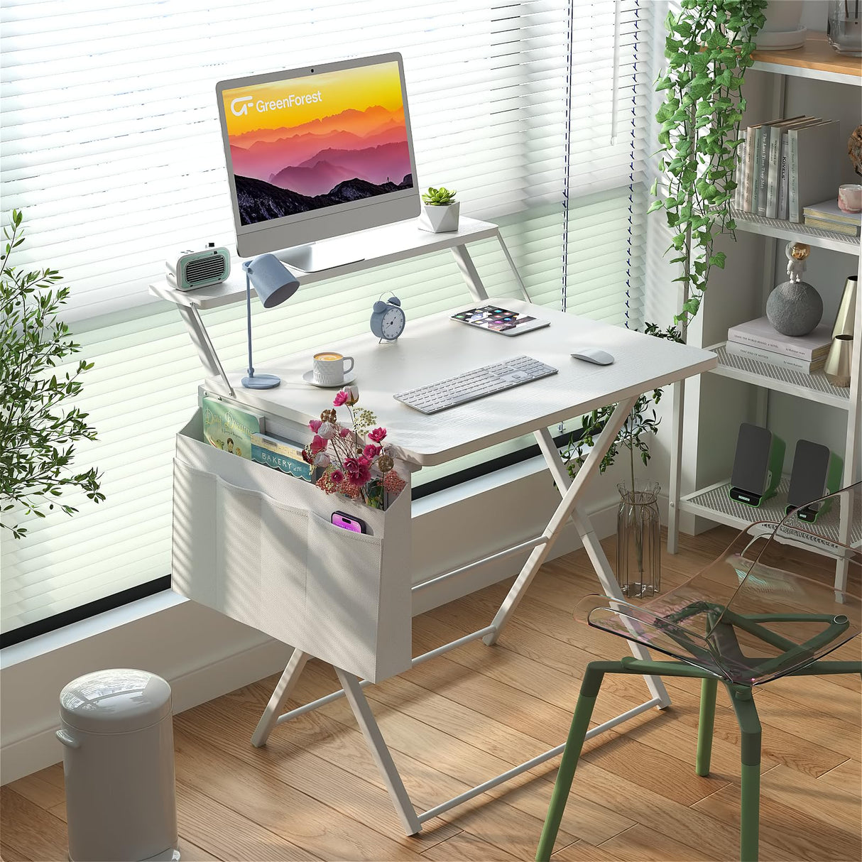 Folding Desk for Small Spaces, 31.5 inch Foldable Table with Storage Bag