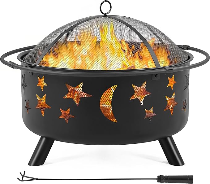 Fire Pit 30in Fire Pits for Outside Wood Burning Outdoor Fireplace with Spark Screen