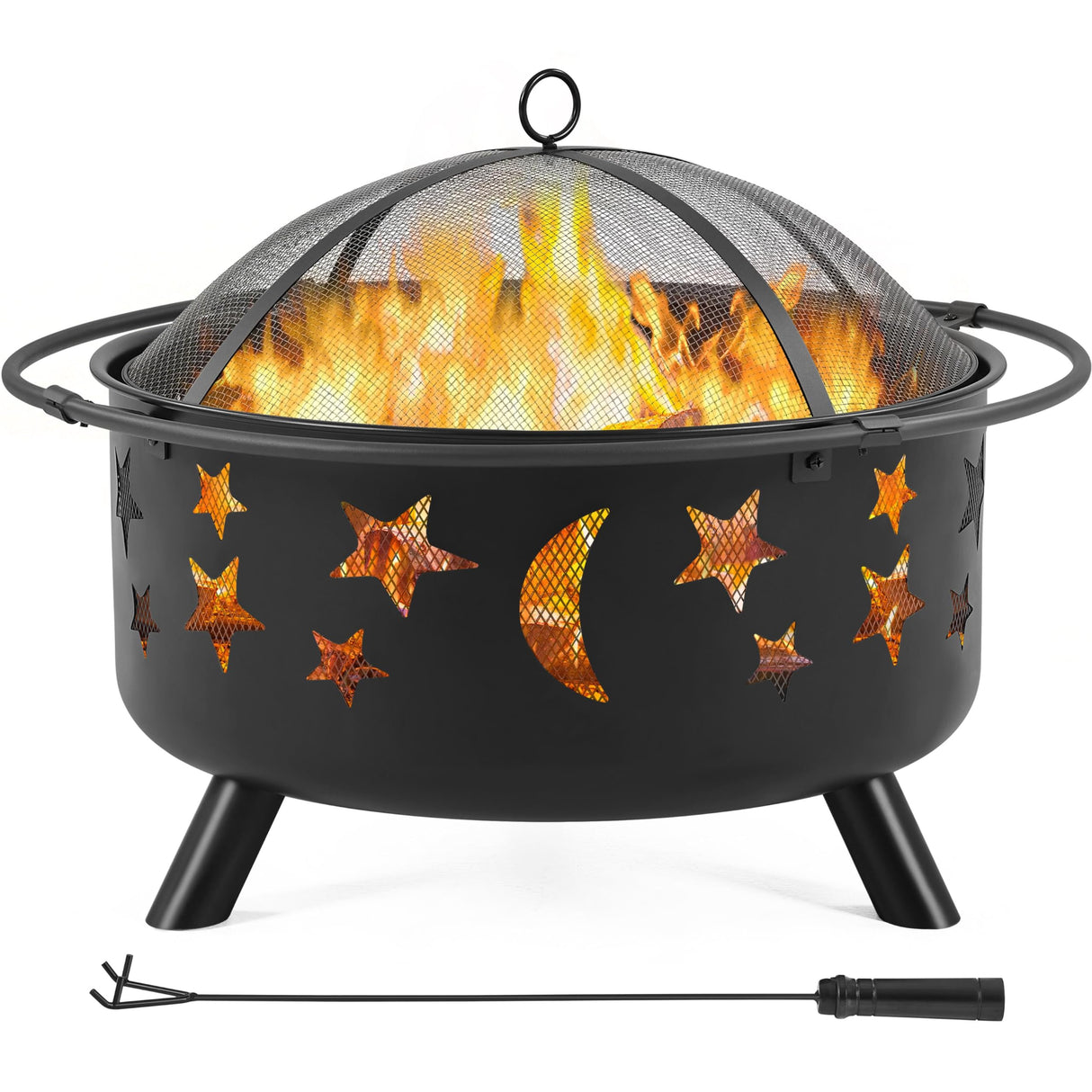 Fire Pit 30in Fire Pits for Outside Wood Burning Outdoor Fireplace with Spark Screen