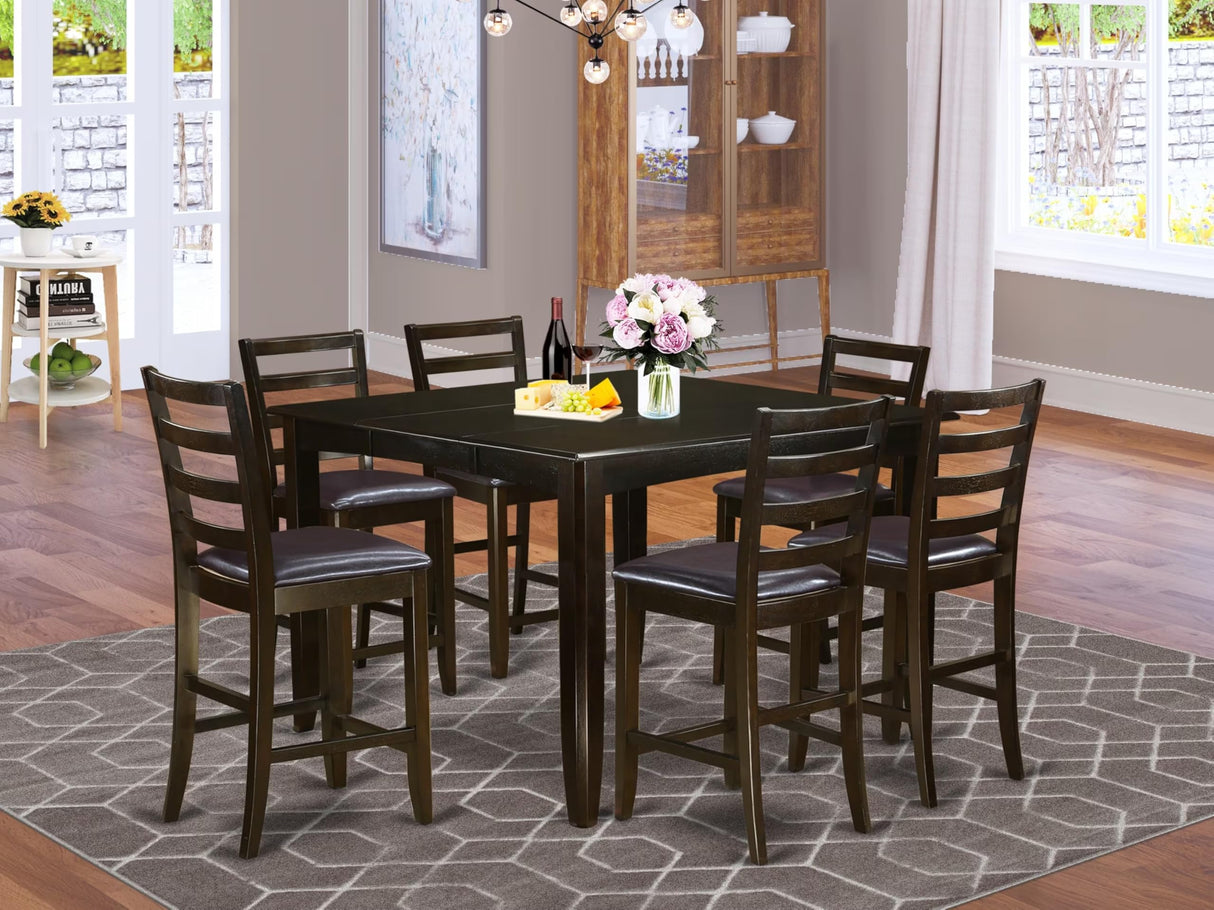 FAIR7-CAP-LC 7 Piece Counter Height Dining Table Set Consist of a Square Wooden Table