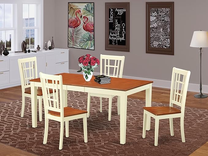 NICO7-BLK-W 7 Piece Kitchen Table Set Consist of a Rectangle Dining Table