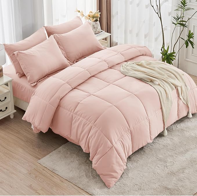 Queen Comforter Set, 7-Piece Bed in a Bag Queen, Ultra-Soft Comforters Queen Size