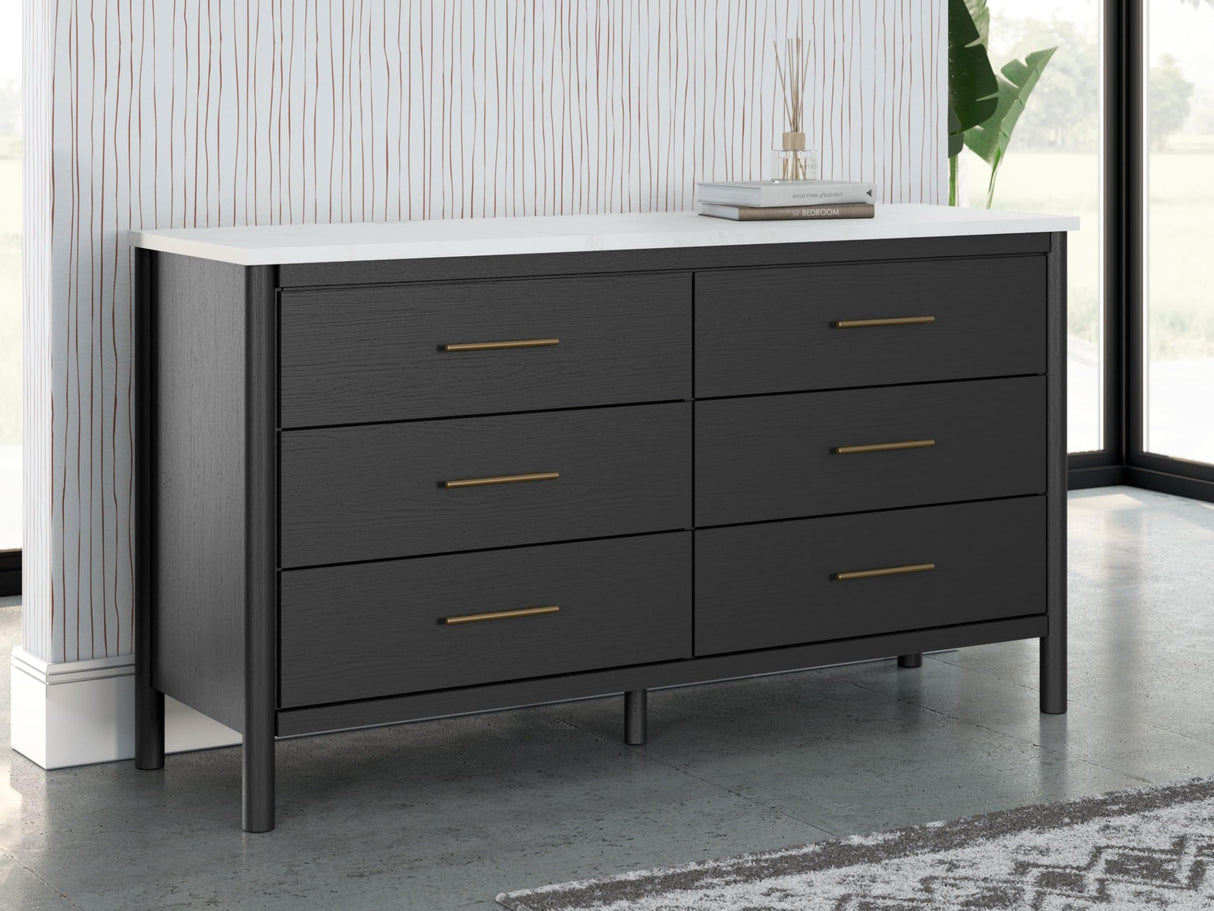 Cadmori Bohemian 6-Drawer Dresser with Safety Stop, Black & White