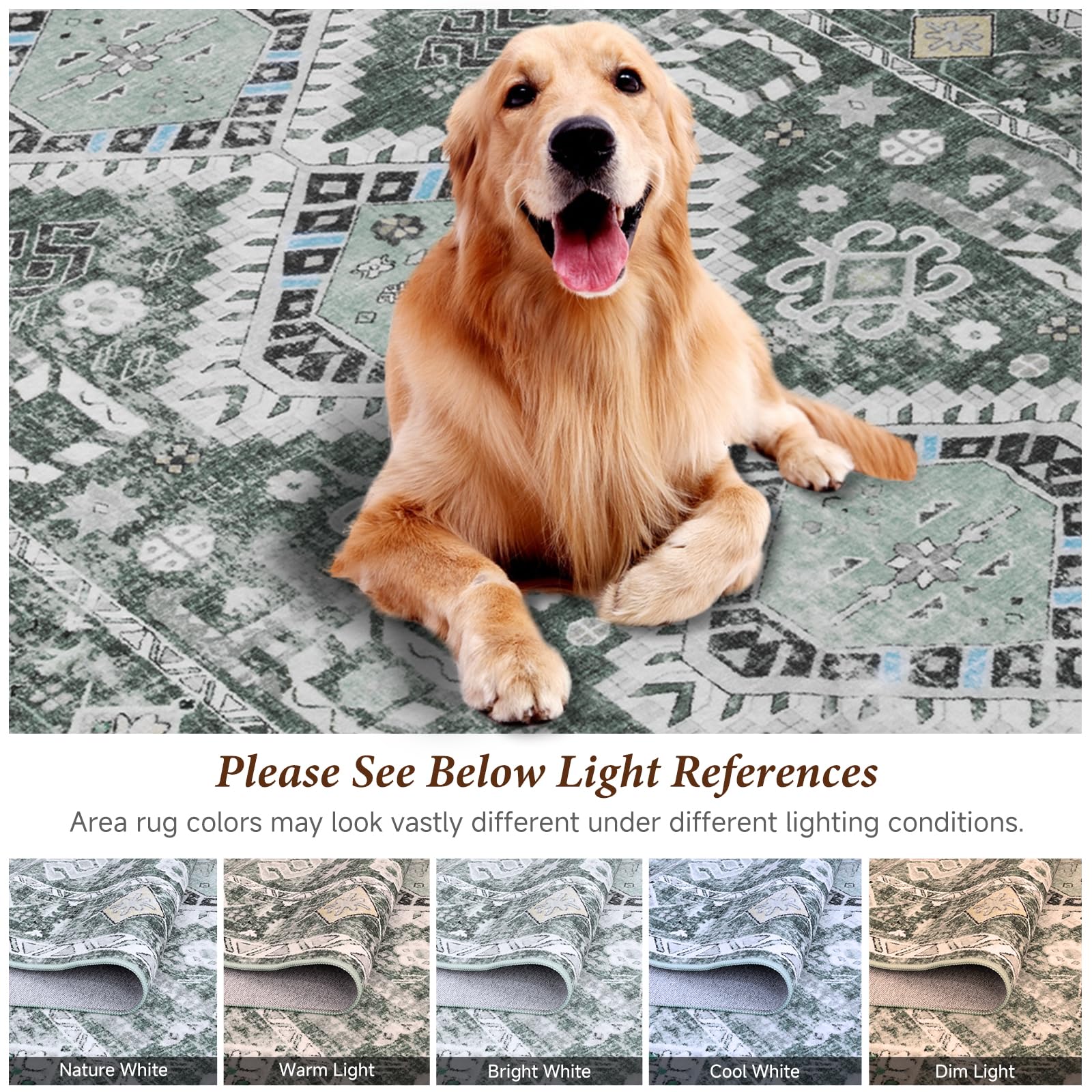 Washable Rugs Area Rugs - 5x7 Washable Area Rugs for Living Room Bedroom Dining Room Kitchen Non-Slip Rugs,