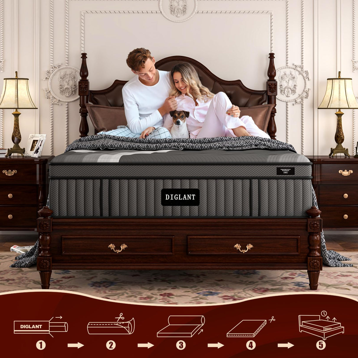 Queen Mattress DIGLANT 14 Inch Memory Foam Hybrid Mattress