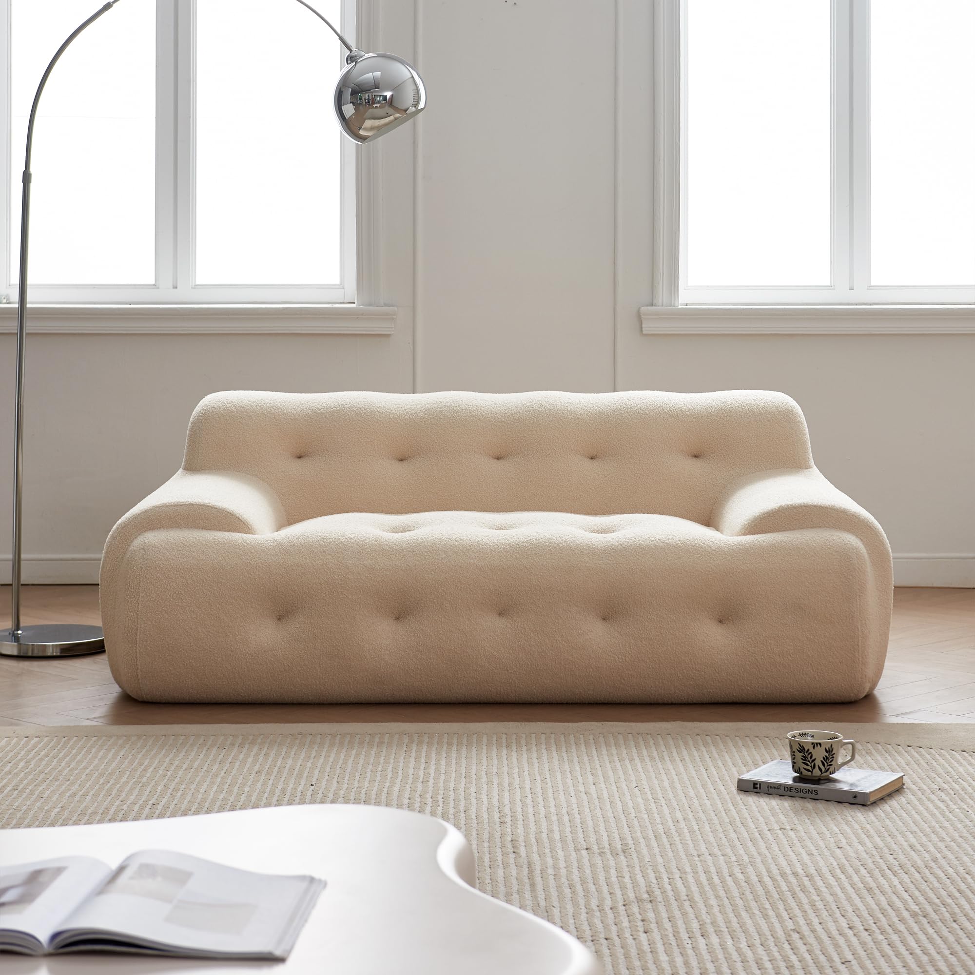 70.86 "Modern Loveseat Sofa Couch, Sherpa Tufted Love Seat, Comfy 2 Seater Deep Seat Small Couch for Living