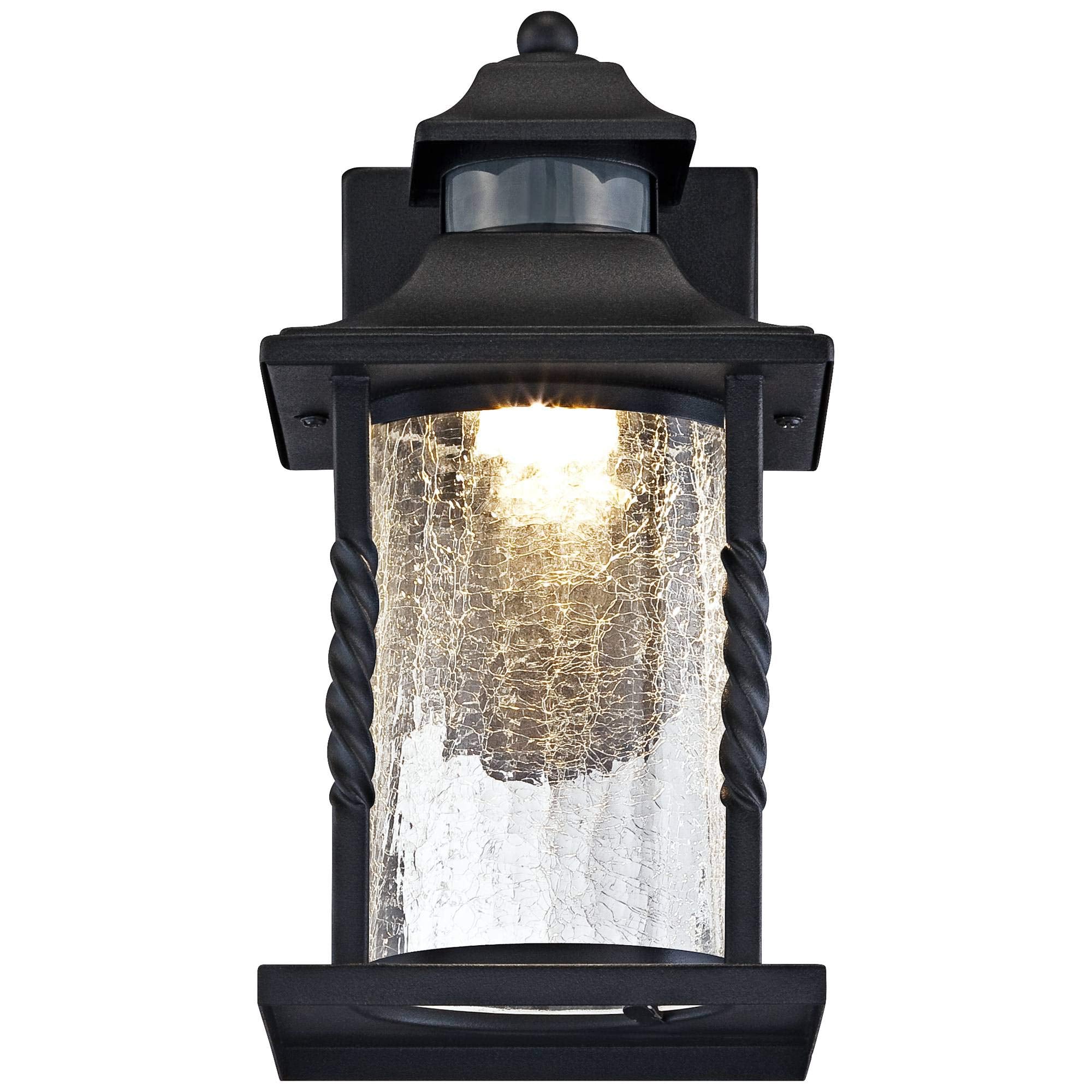 Westray Outdoor Wall Light Fixture LED Black Lantern 11 1/2" Clear
