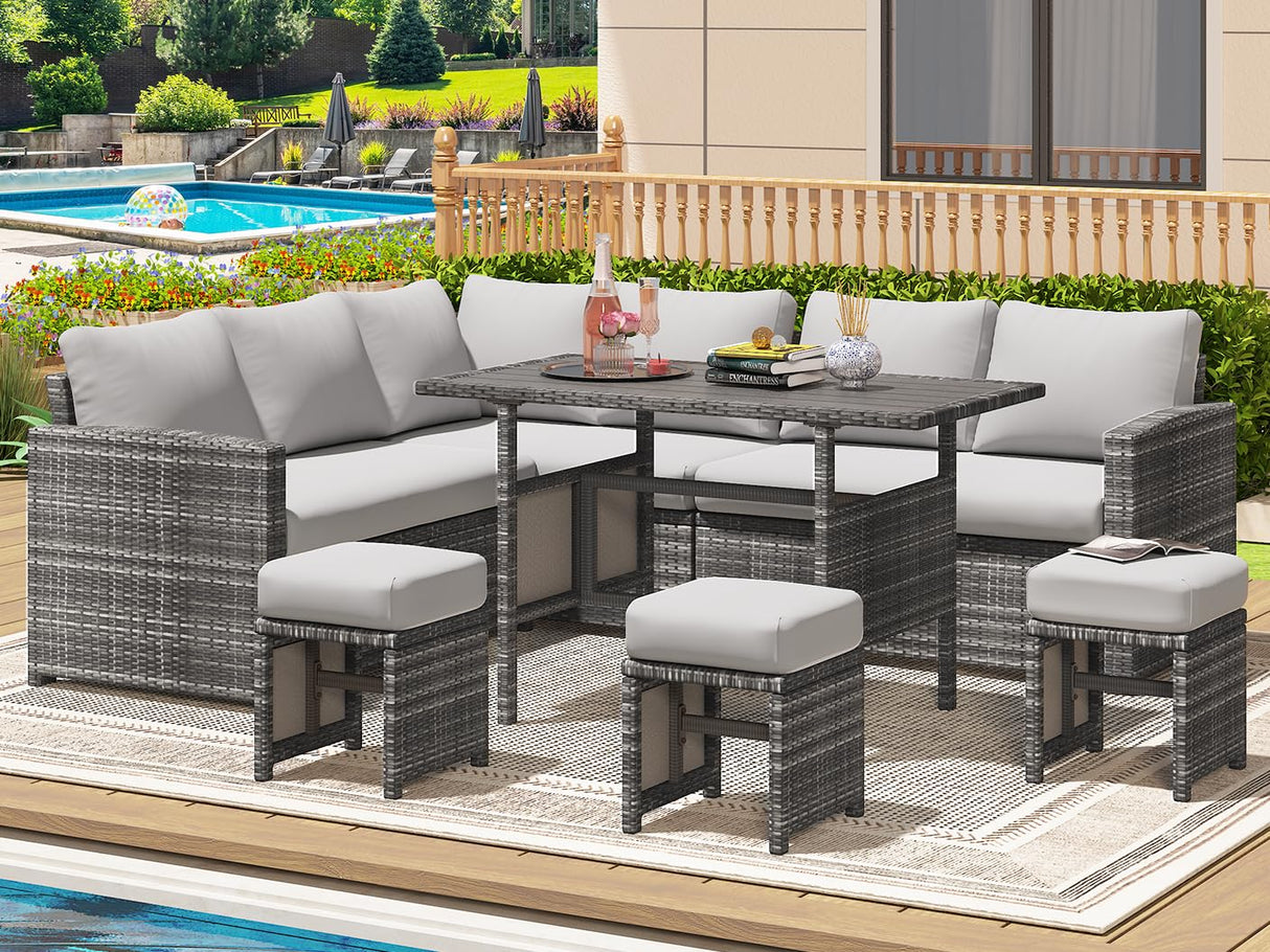7 Pieces Patio Furniture Set, Outdoor Sectional Sofa Conversation Set