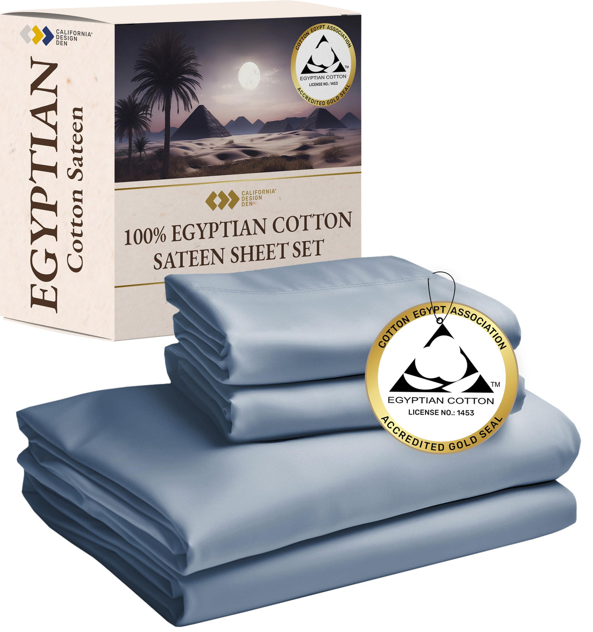 Certified Luxury 100% Egyptian Cotton Sheets, King Size Bed Sheets