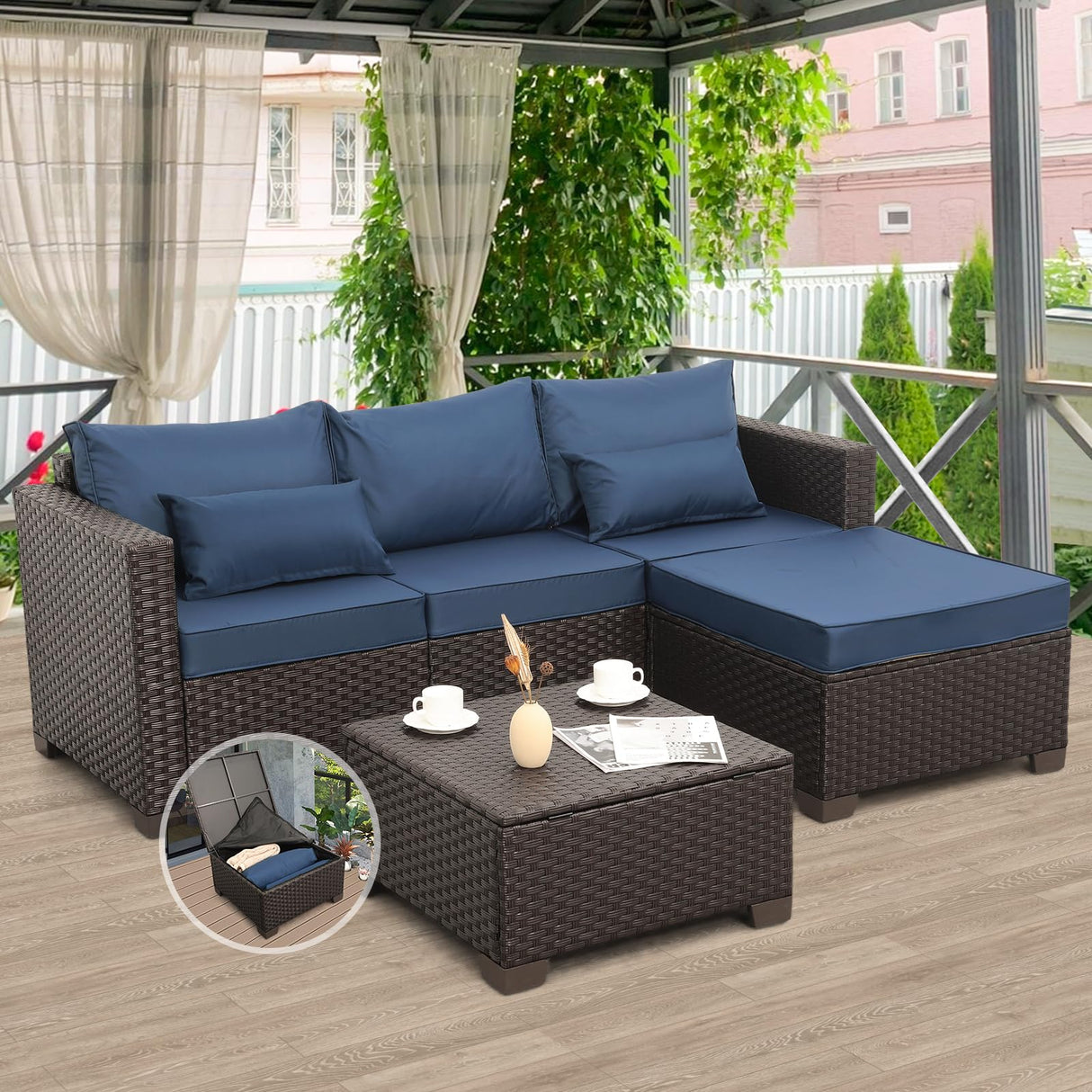 Patio Furniture Set 3 Pieces Outdoor Sectional Sofa Set Wicker Patio Furniture Outdoor l