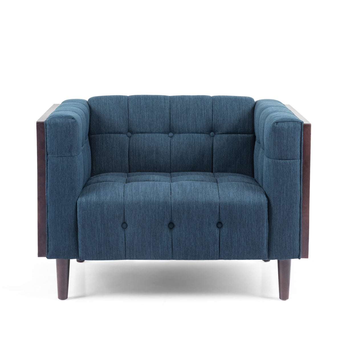 McLarnan Club Chair, Navy Blue + Brown