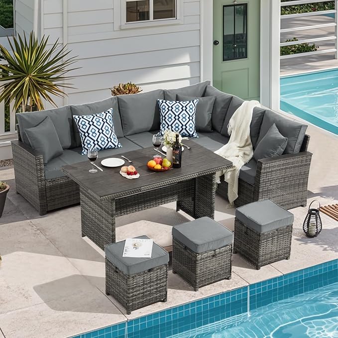 7 Pieces Patio Furniture Sets,Outdoor Furniture Set with Dining Table