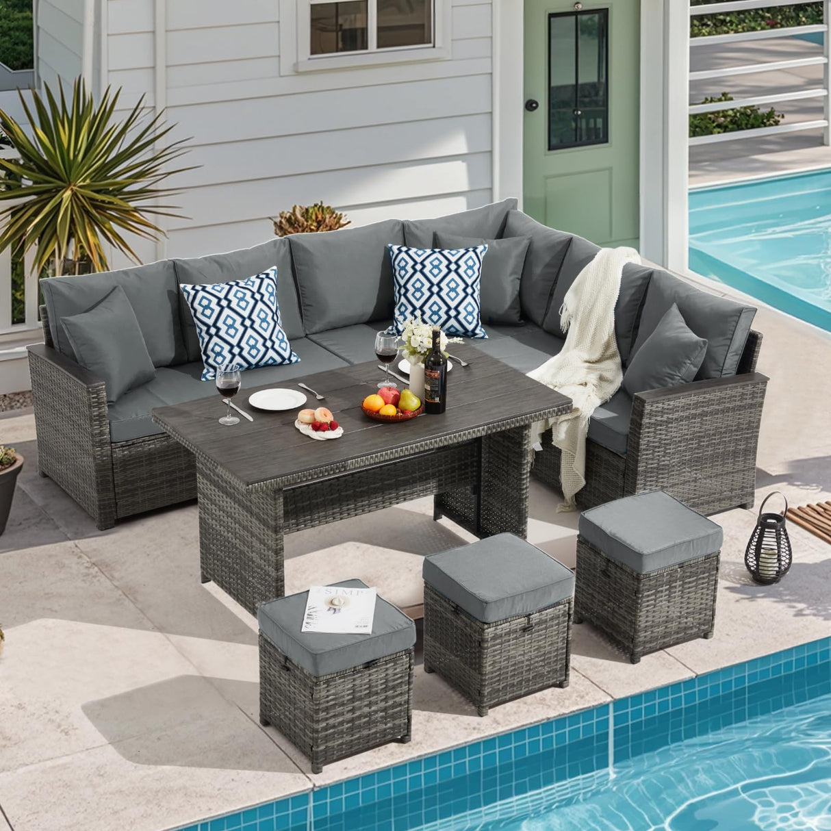 7 Pieces Patio Furniture Sets,Outdoor Furniture Set with Dining Table
