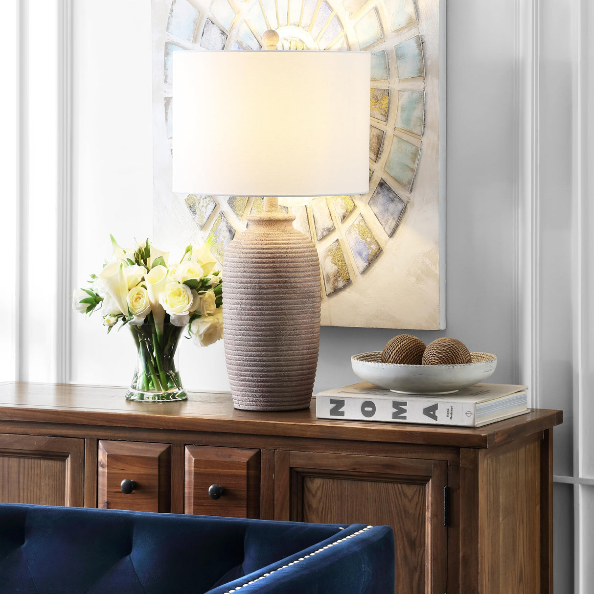 Lighting Collection Kensen Farmhouse Sandy Pearl 27-inch Bedroom Living Room Home