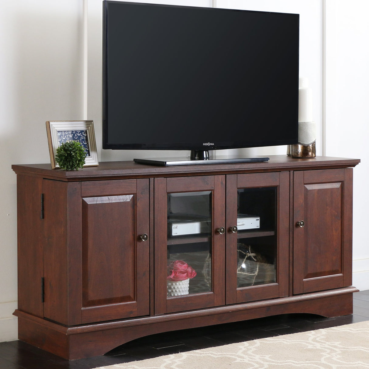 Traditional Wood Universal TV Stand with Storage Cabinets for TV's up to 65"