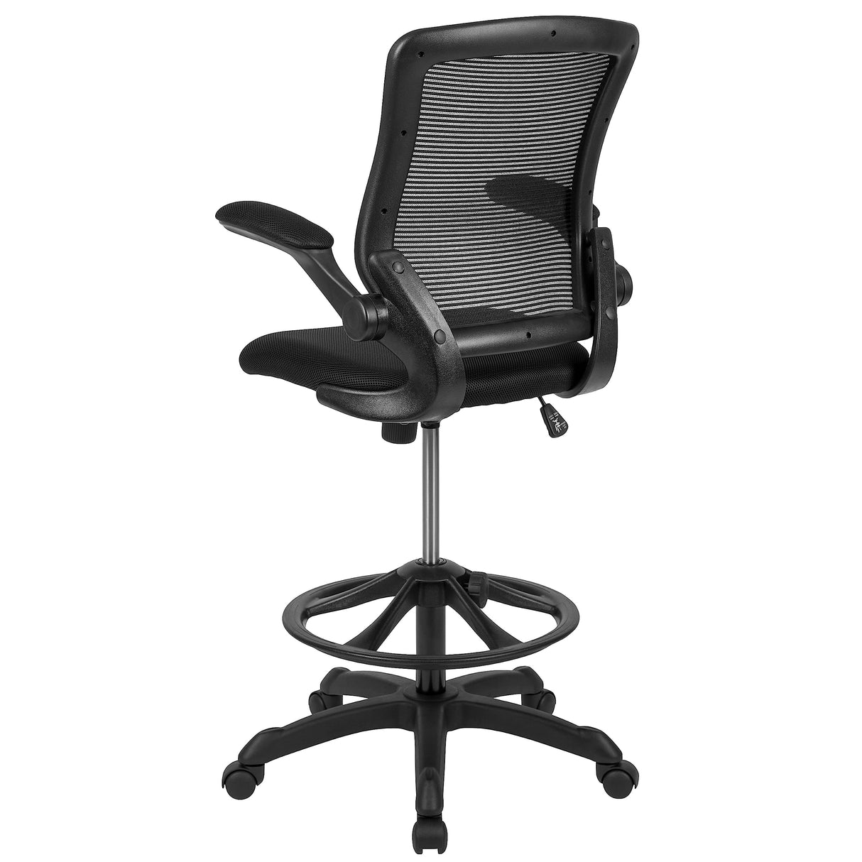 Back Swivel Office Chair with Adjustable Foot Ring, Lumbar Support, and Seat Height,