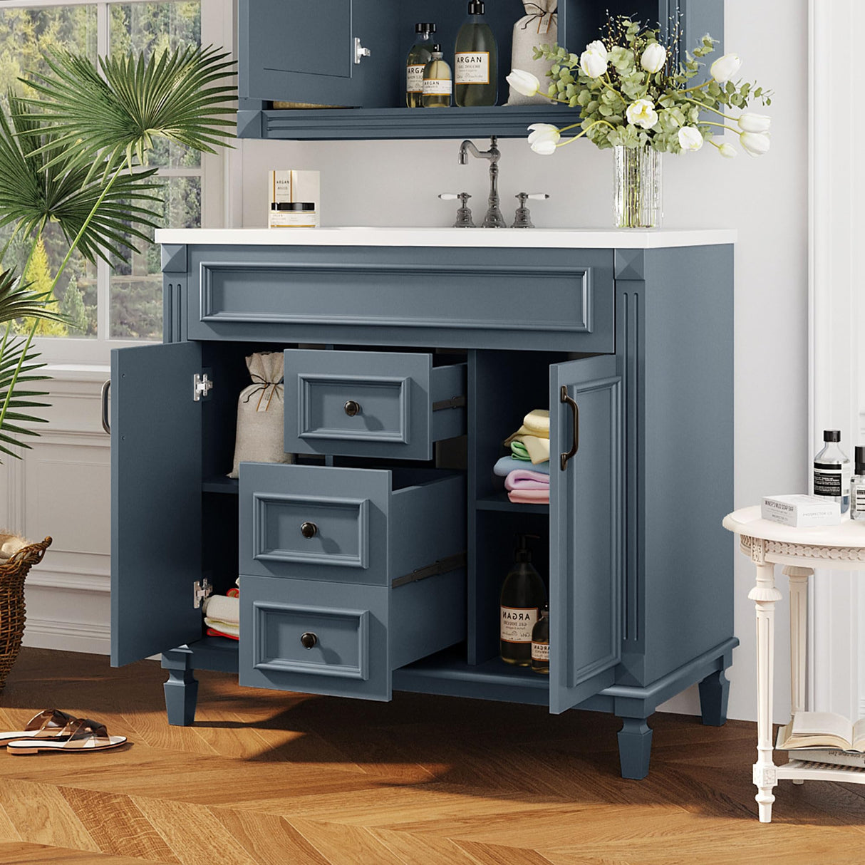 36" Bathroom Vanities with Single Sink, Modern Undermount Bathroom Sink Cabinet