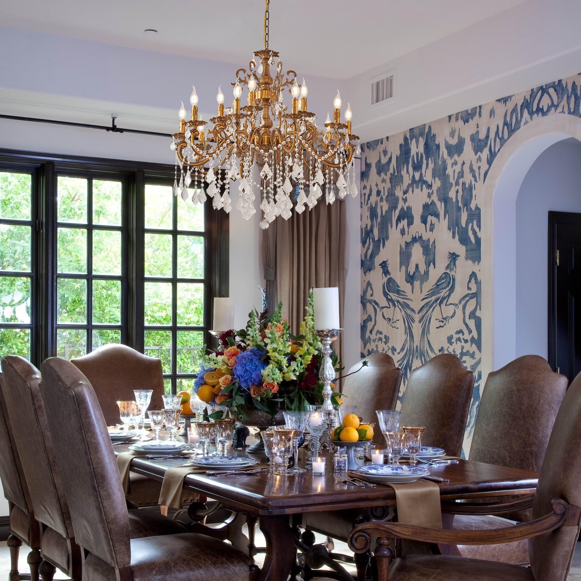 15 Light Classic Vintage Crystal Candle Chandeliers for Living Room Dining Room Foyer