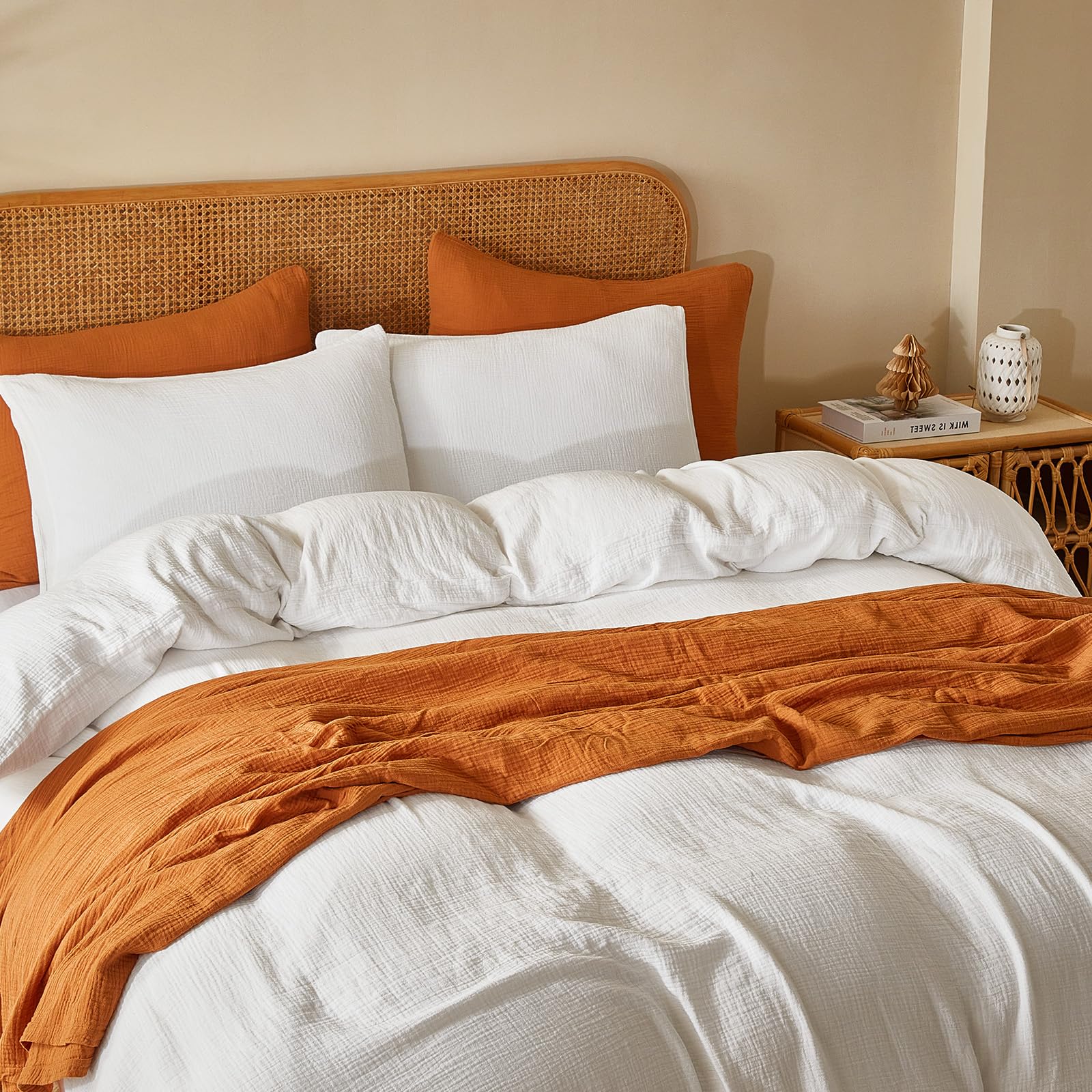 Muslin Duvet Cover Set, 100% Washed Cotton Duvet Cover Queen Size