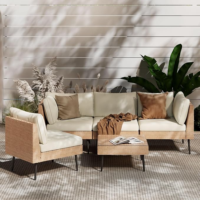 8-Piece Wicker Outdoor sectional Patio Furniture Set with Additional Waterproof Cover