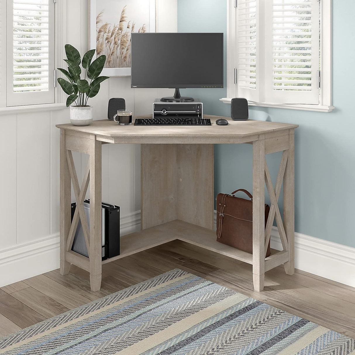 Key West Small Corner Desk in Washed Gray