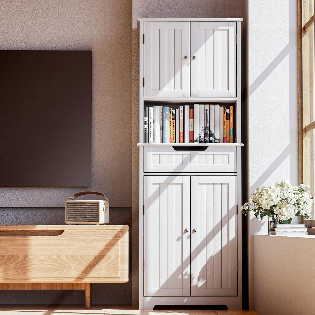 Bathroom Storage Cabinet Tall, 67 inch Linen Cabinet Freestanding, Kitchen Pantry