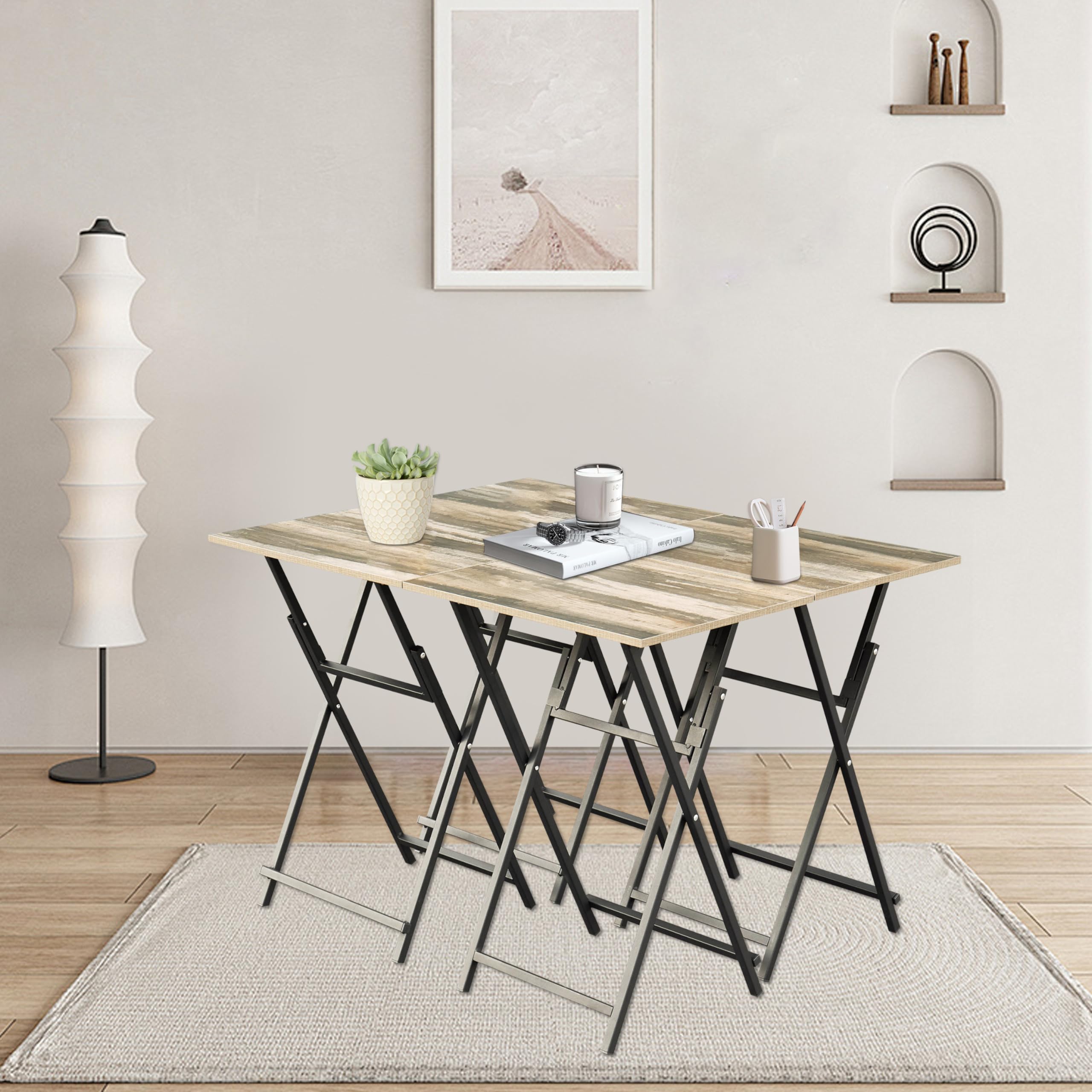 TableTide 4-Piece Folding Snack & TV Tray Set with Stand