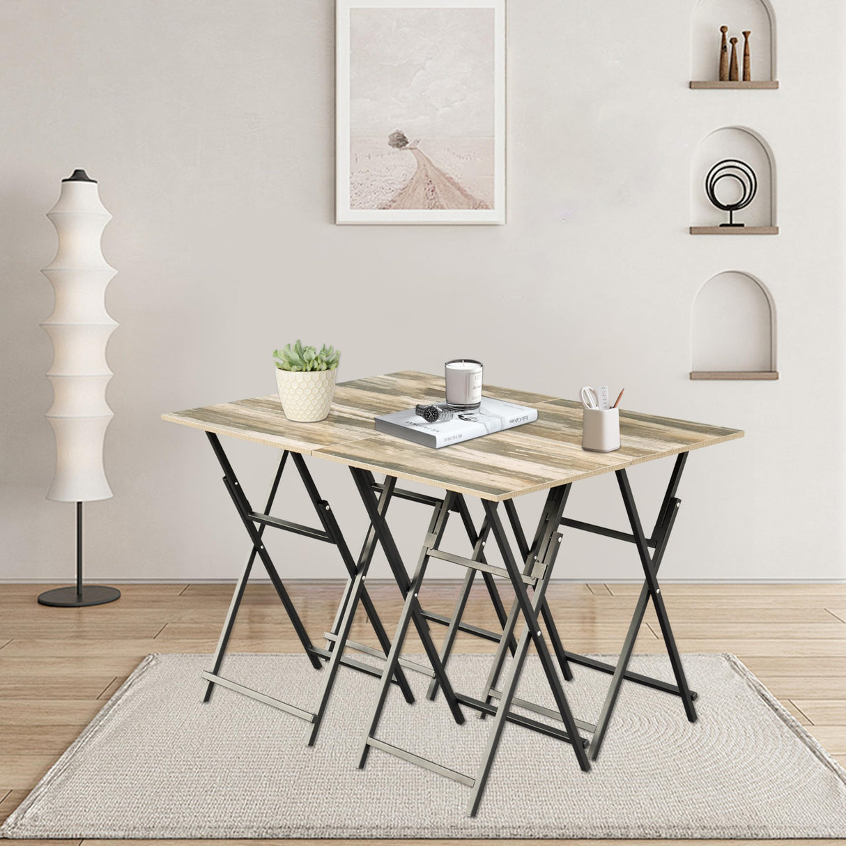 TableTide 4-Piece Folding Snack & TV Tray Set with Stand