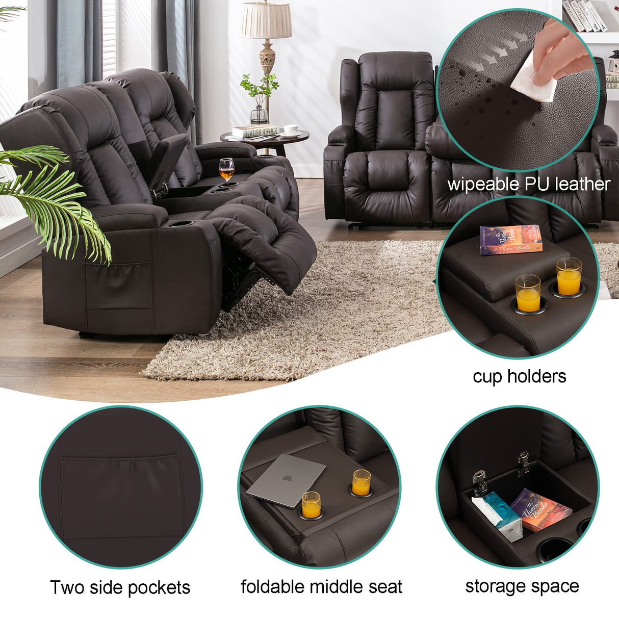 RV Loveseat Recliner Sofa - RV Manual Recliner Loveseat