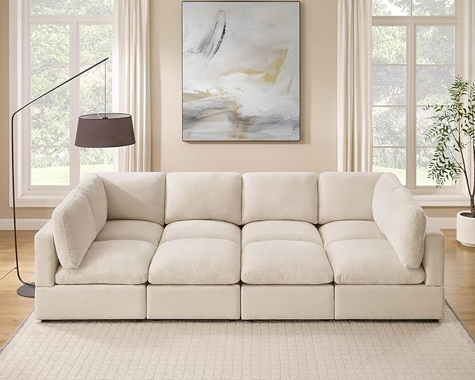 121" Modular Sectional Sofa, Convertible Sofa Couch Modular Sectional