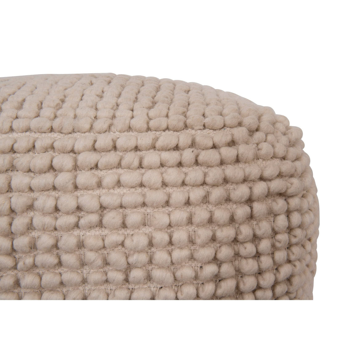 Square Wool Beige Pouf