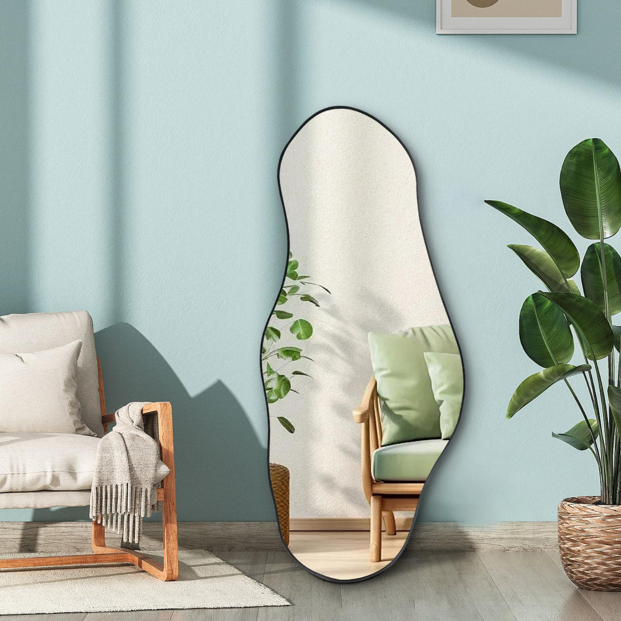 Oblong Mirror, Modern Cloud Shaped Organic Mirror