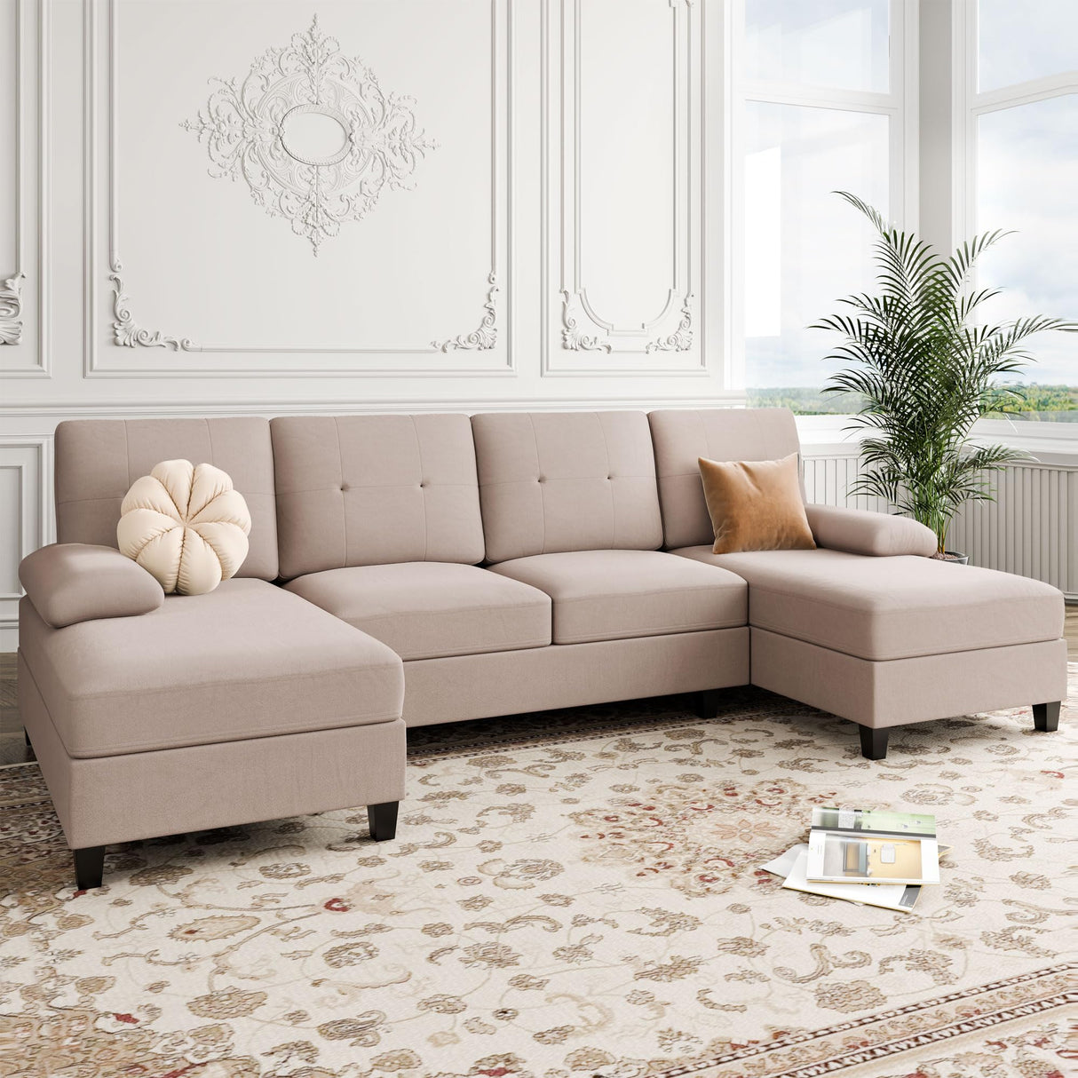 Sofa Couch, U-Shaped Sofa Couch with Double Chaise