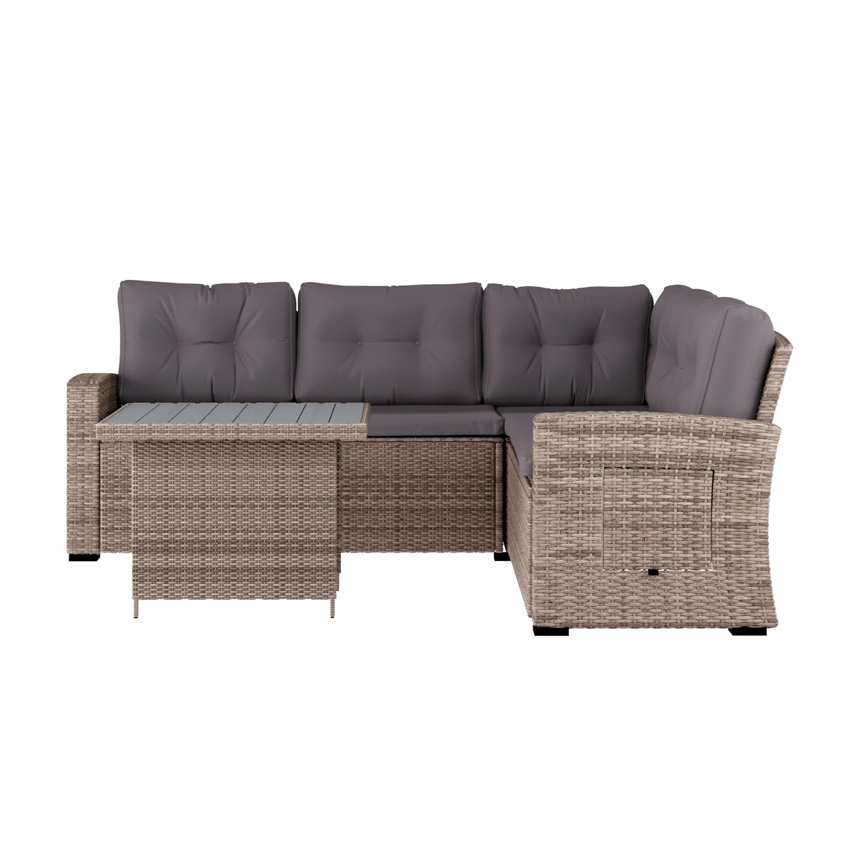 Pomfret Indoor/Outdoor Wicker Rattan Conversation Set, Dining Table