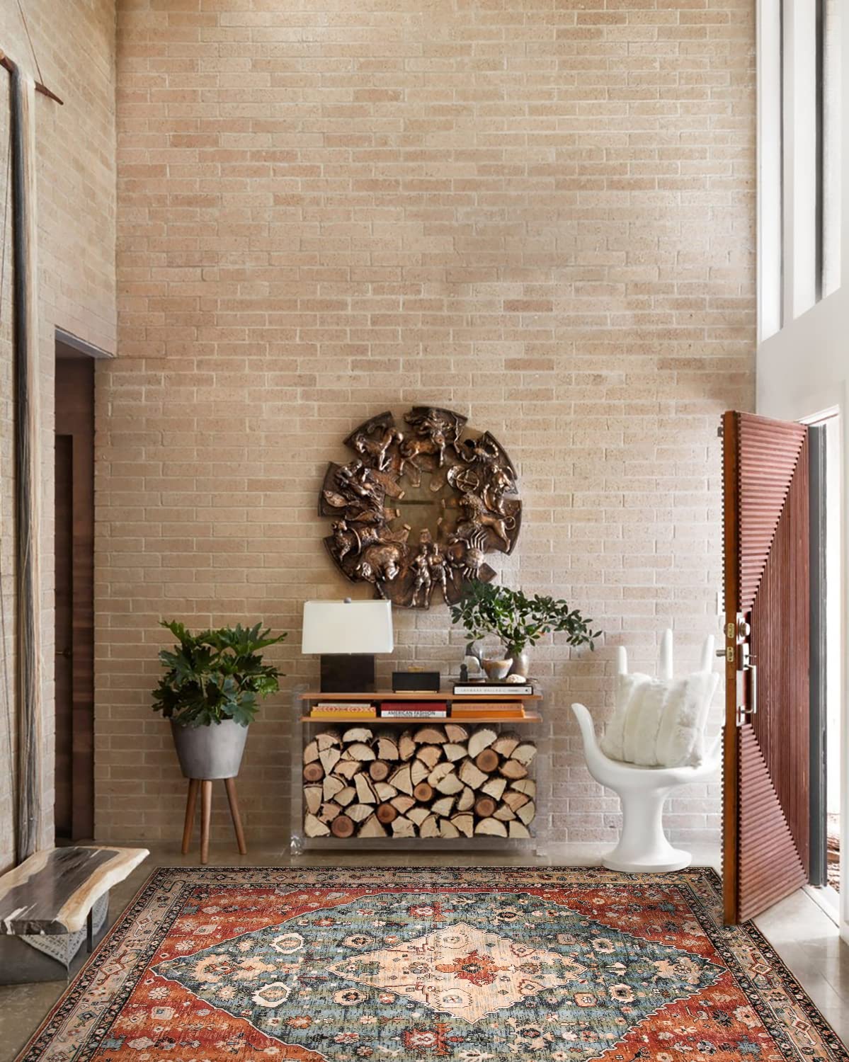 Tribal Area Rug - 8x10 Large Living Room Area Rug for Bedroom Aesthetic, Washable