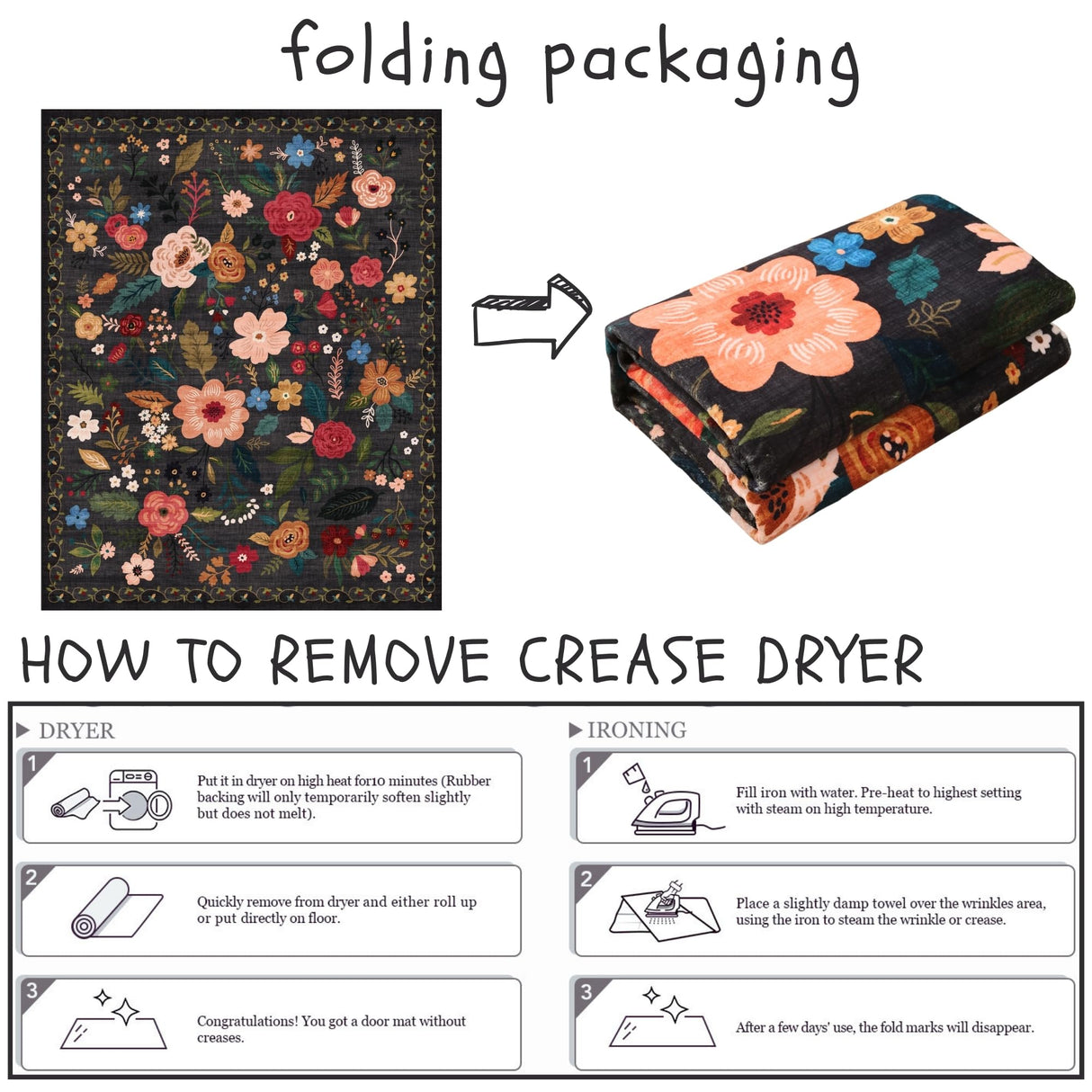 Boho Area Rug – Washable Floral Living Room Carpet, Non-Slip & Vintage Style