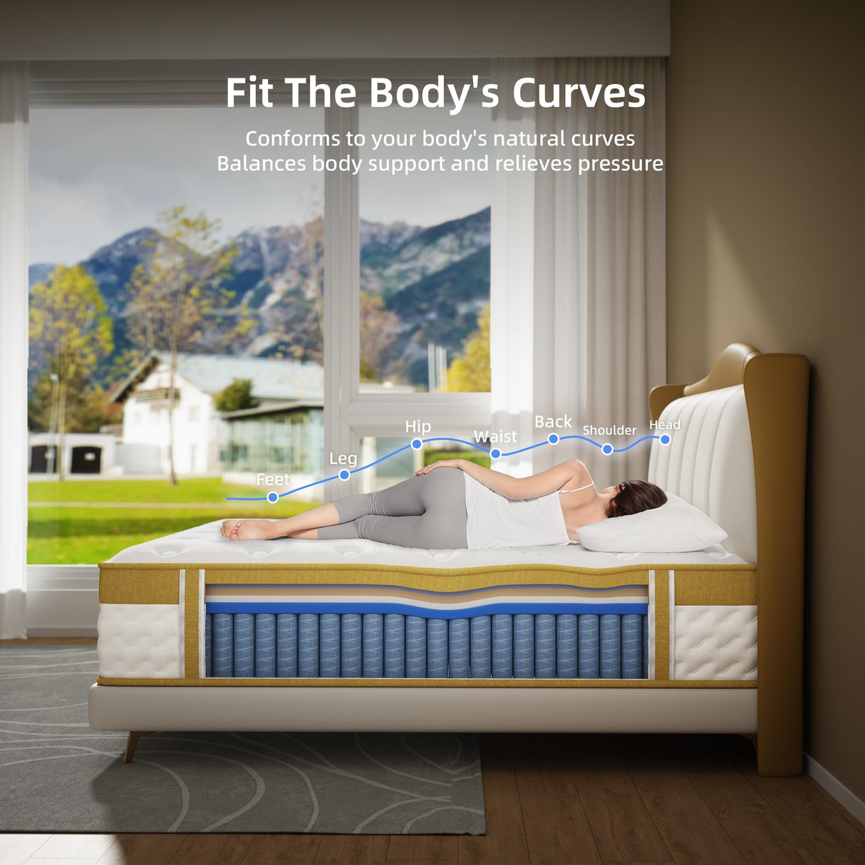 Cooling Gel Memory Foam Hybrid Mattress, 12 Inch Queen Size Mattress in A Box