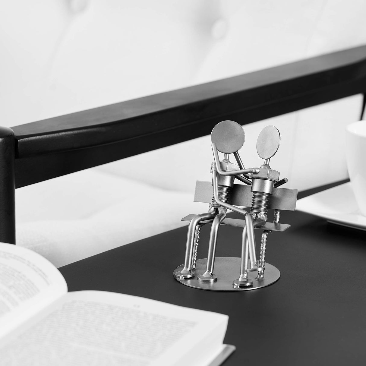 Recycled Nut and Bolt Romantic Sculpture Sweethearts' 5'' Tall Iron Gifts