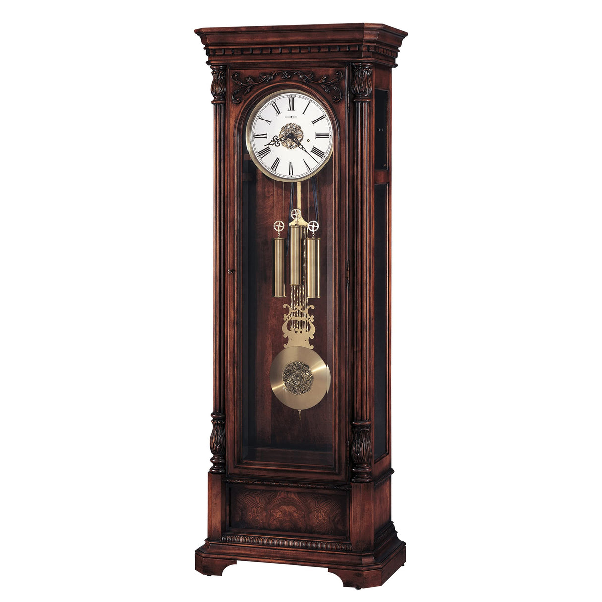 Perlman Floor Clock II, Wood Finish & Adjustable Levelers with Cable-Driven