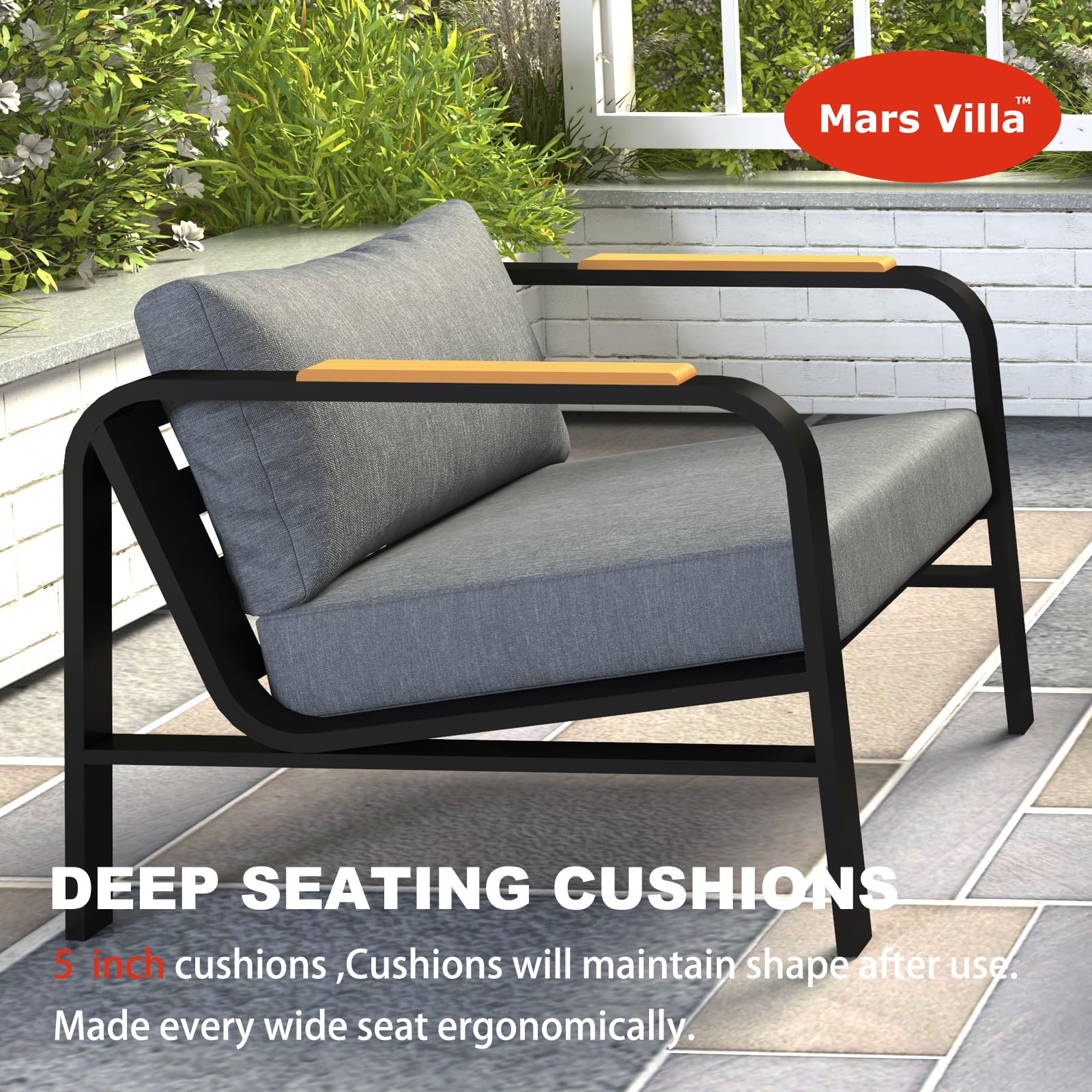 Metal Patio Furniture Set, 4 Pieces Modern Outdoor Conversation Set, Patio Set