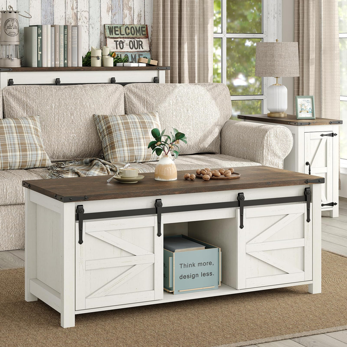 Coffee Table 47.3'' Lift Top Coffee Table with Storage, Modern White Coffee Table