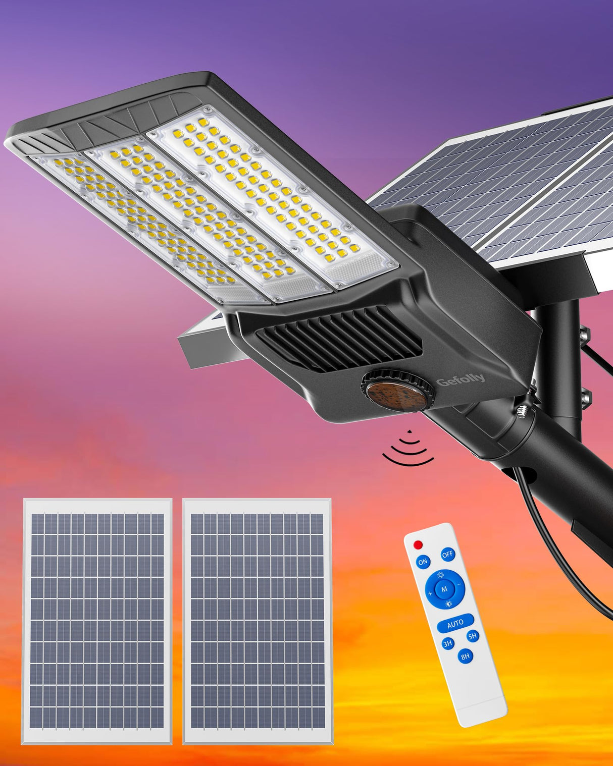 SL-9800W Solar Street Lights Outdoor, 650000LM Commercial Parking Lot Light Dusk