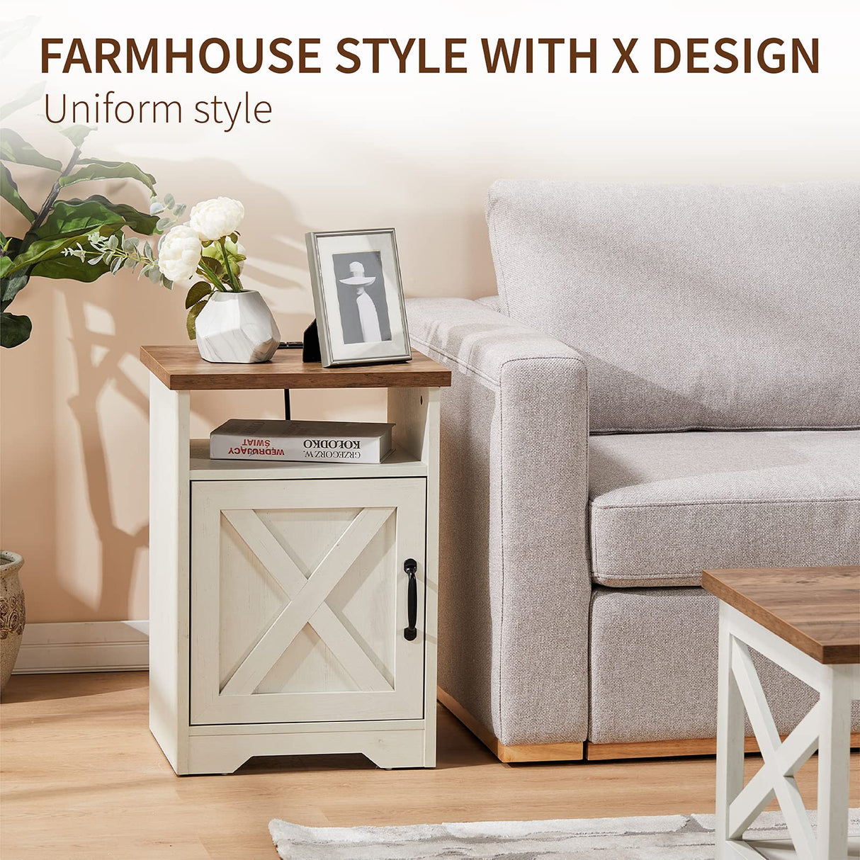 3-Piece Farmhouse Table Set includes Coffee Table& Two End Tables, Side Table