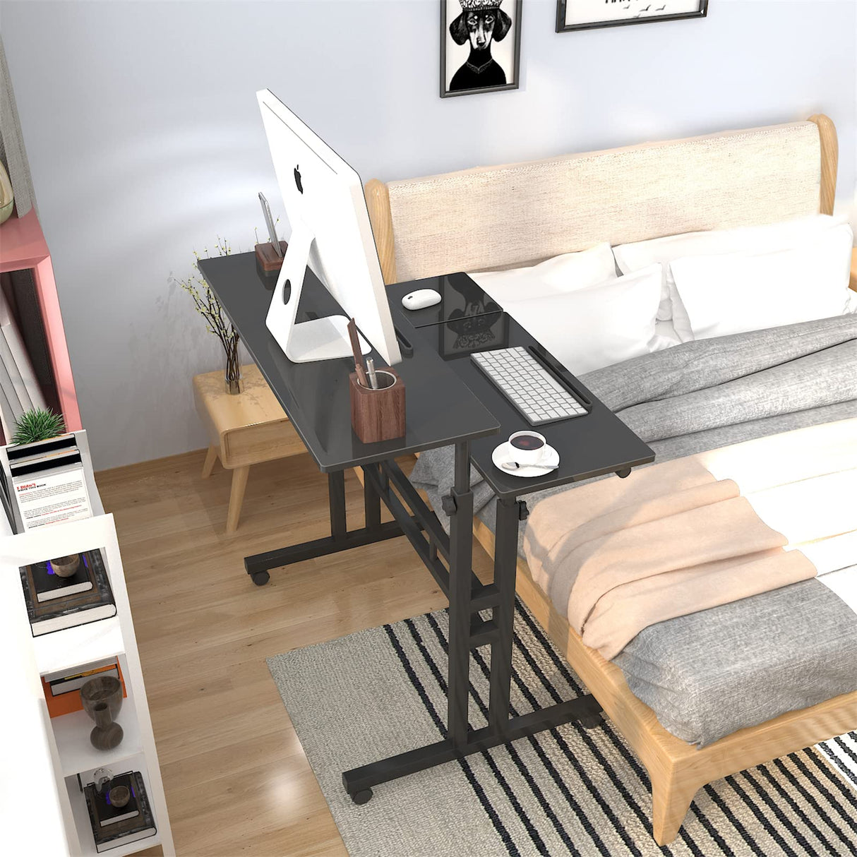 31.5inches Height Adjustable Desk Laptop Desk on The Wheels, Rolling Stand Up Desk