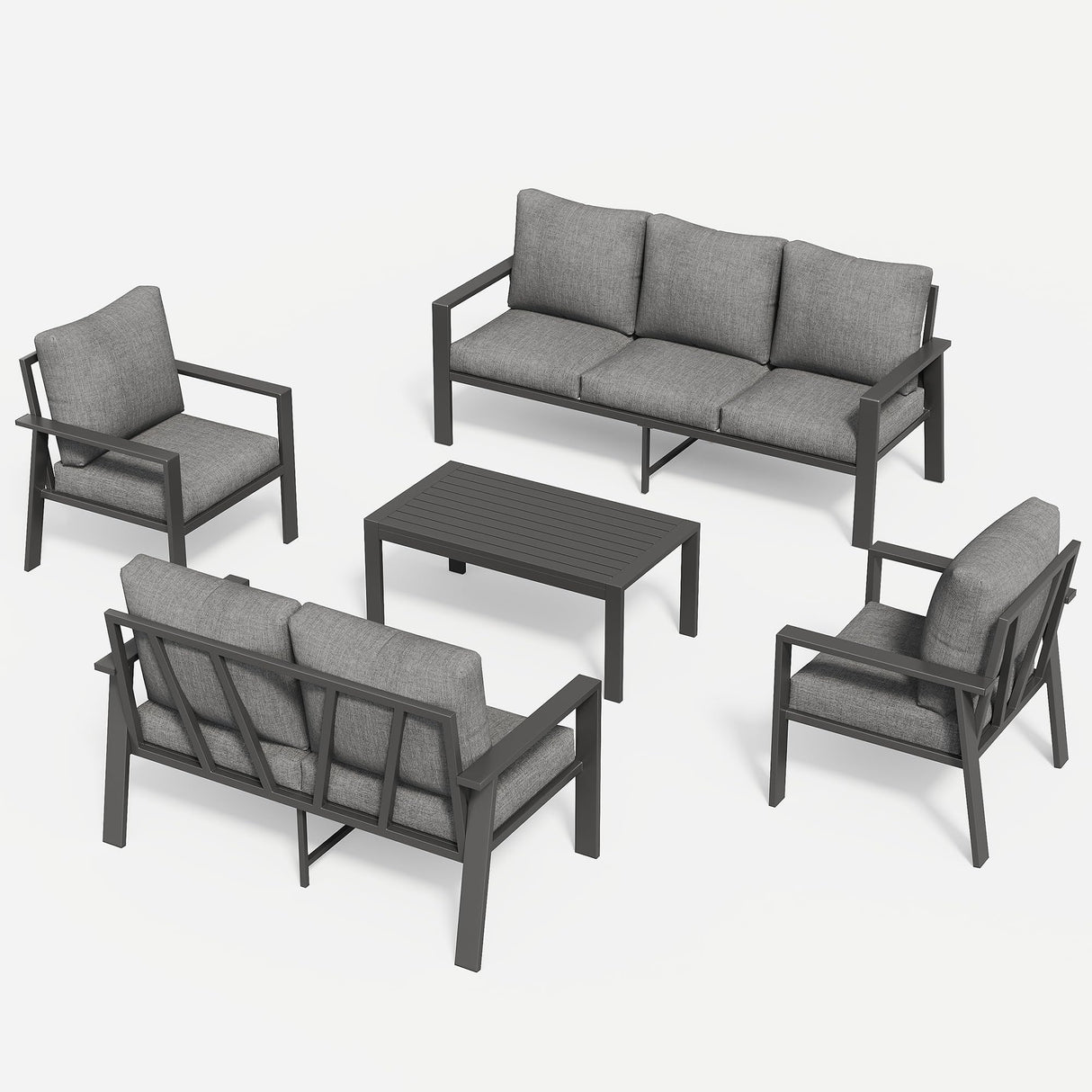 Outdoor Conversation Sets Aluminum 5-Piece Sofa Set with Coffee Table