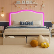 Bed Frame with 51" Adjustable Headboard, Upholstered Platform Bed with