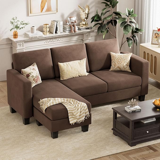 Convertible Sectional Sofa Couch, 3 Seat L-Shaped Sofa