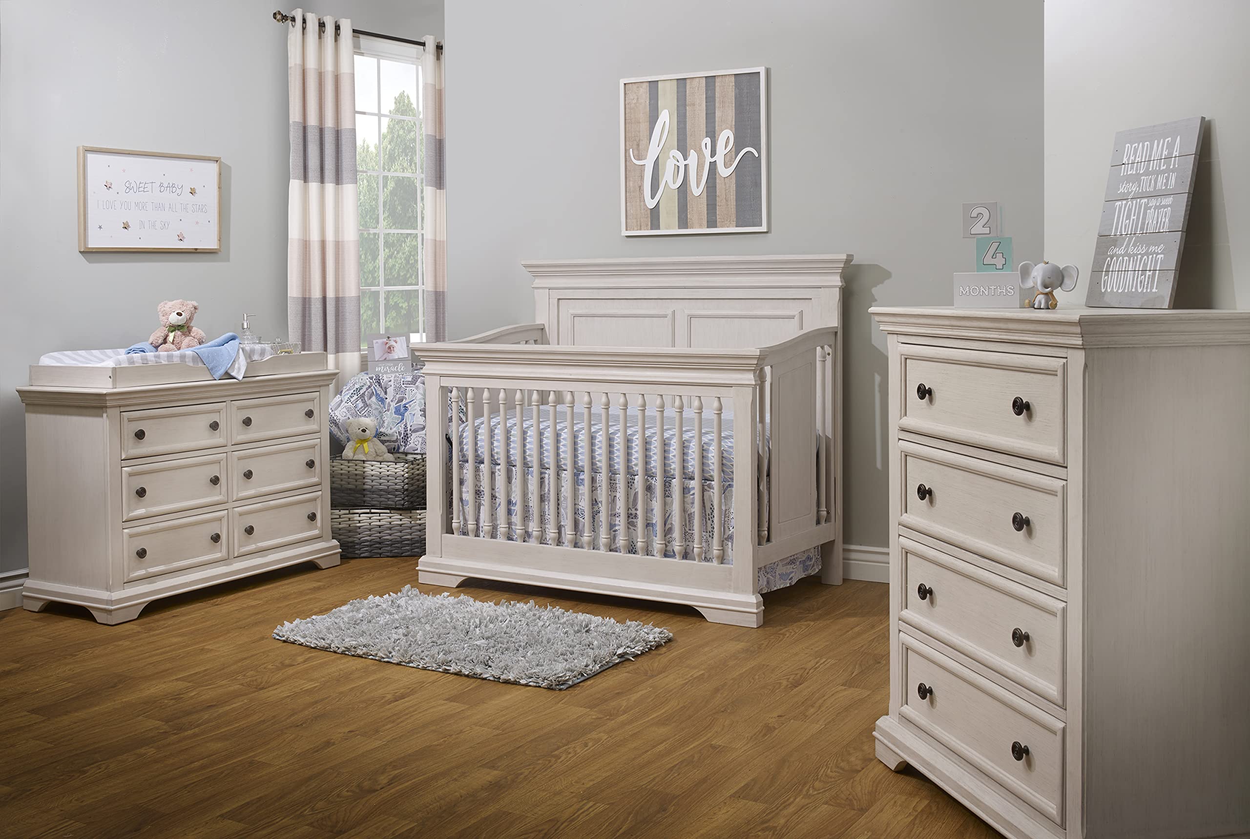 Furniture Portofino Crib,Classic 4-In-1 Convertible Crib,Brushed Ivory Crib Made of Wood