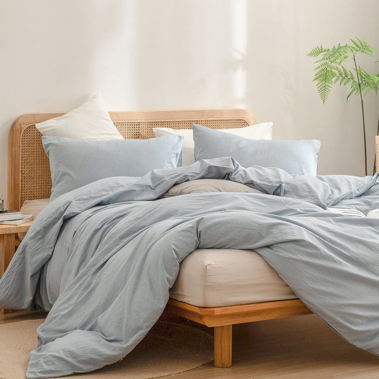 Duvet Cover Set 100% Washed Cotton Linen Feel Super Soft Comfortable Chic